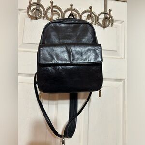 Aurielle Black Backpack Travel Handbag Purse Leather